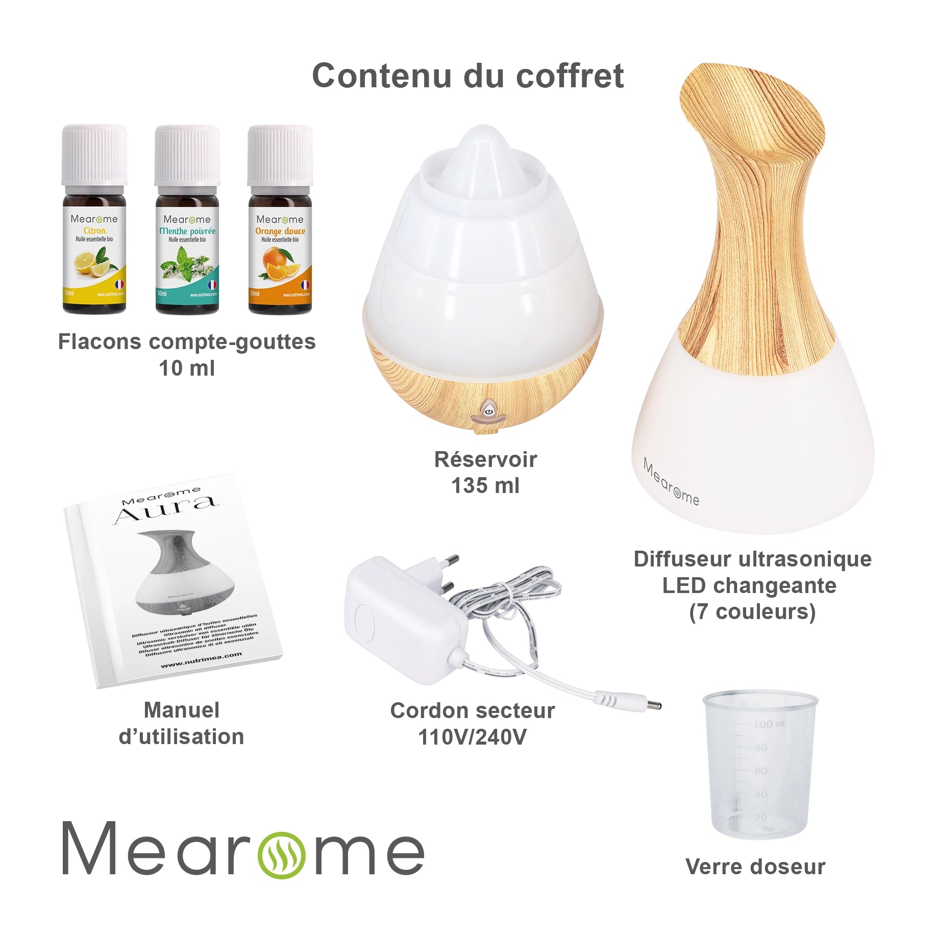 Aromathérapie - Coffret Aura Initiation Mearome - 3 Huiles Essentielles BIO AB