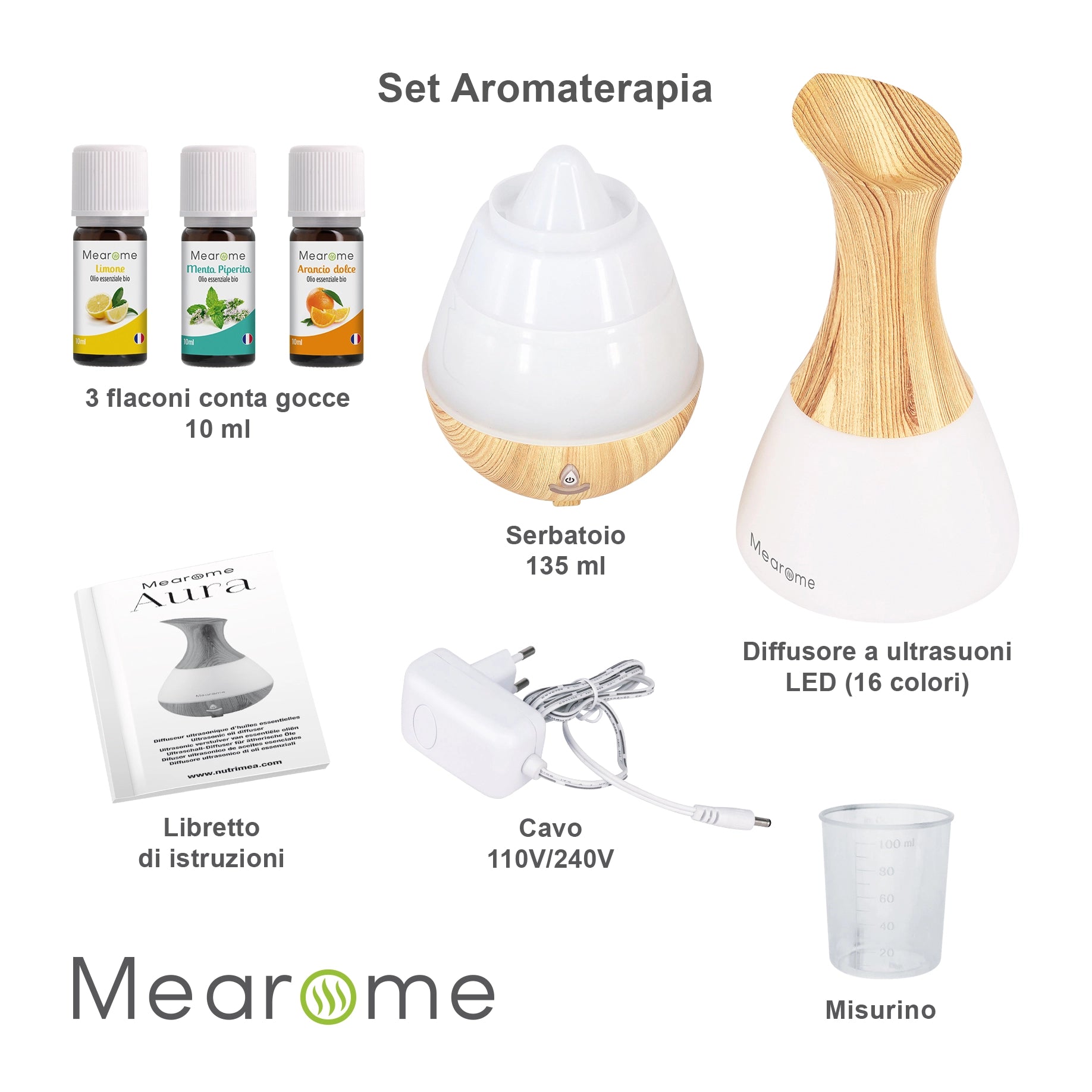 Kit Aromaterapia - Diffusore + 3 Oli Essenziali
