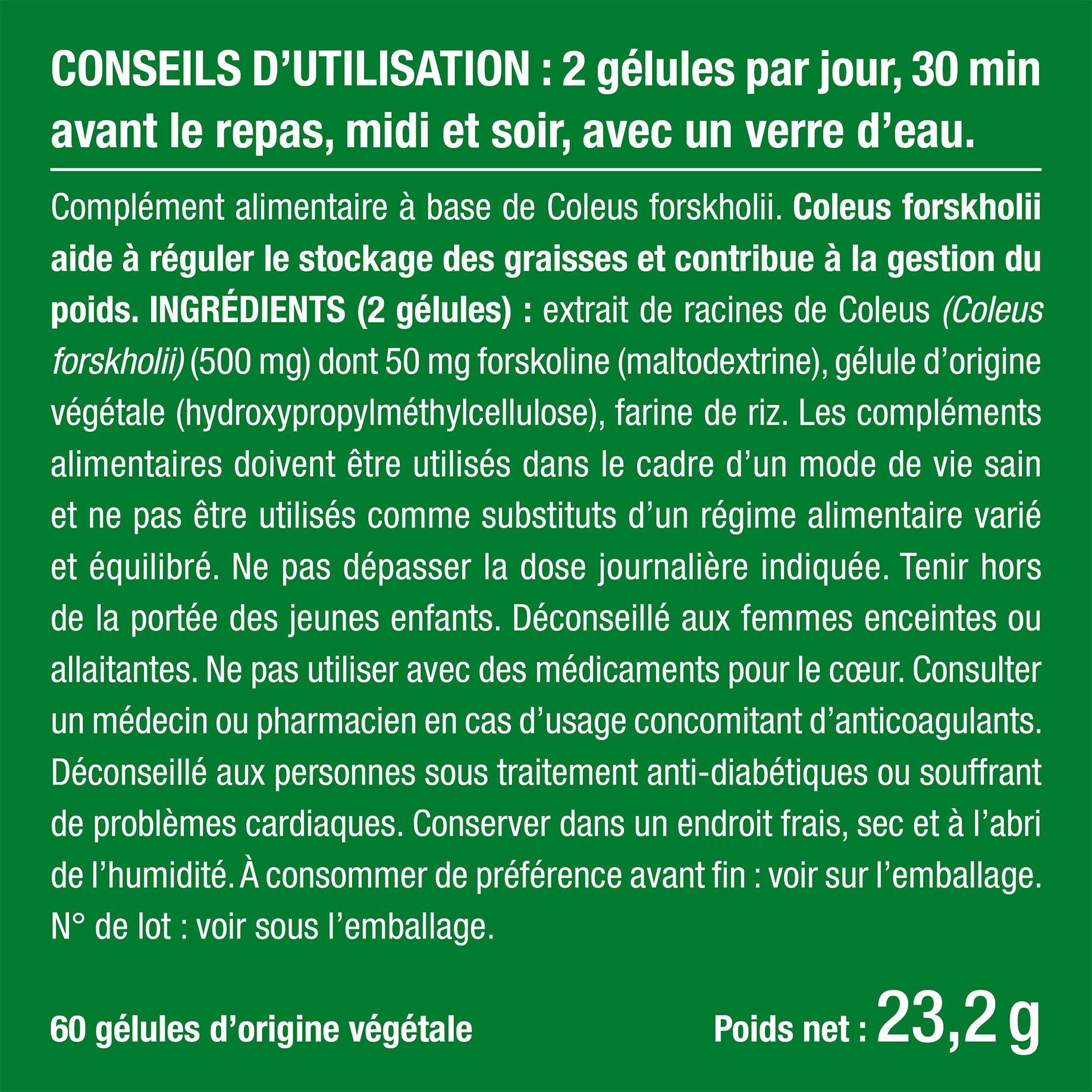 Bienfaits et contre indications pour Forskoline | Coleus Forskohlii