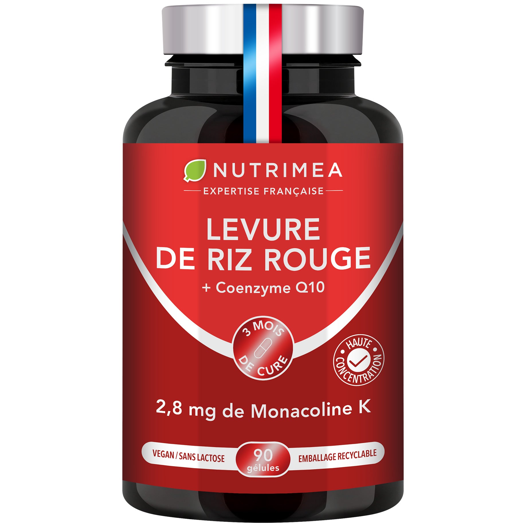 Fond blanc du pilulier de Levure de Riz Rouge