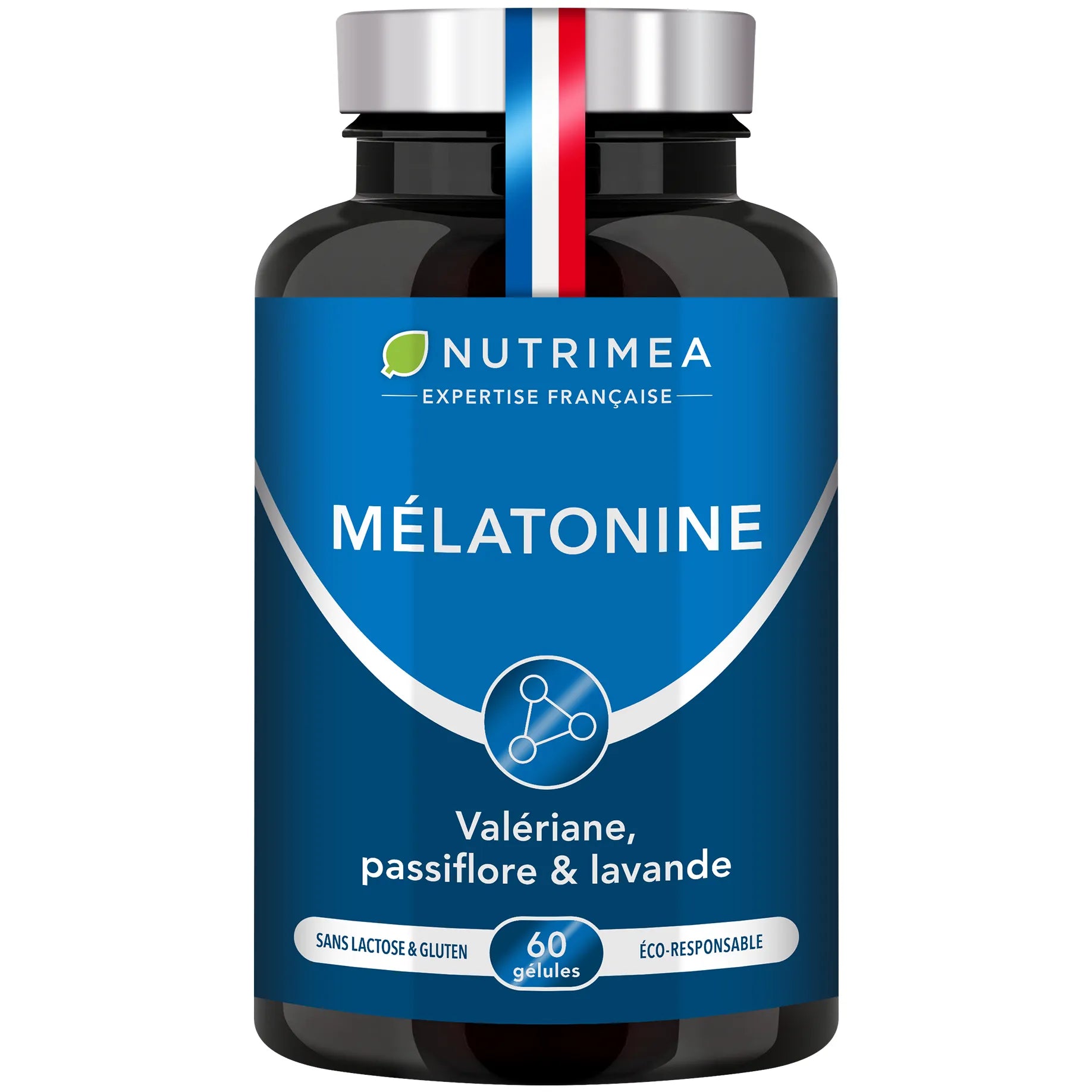 Fond blanc du pilulier de Mélatonine