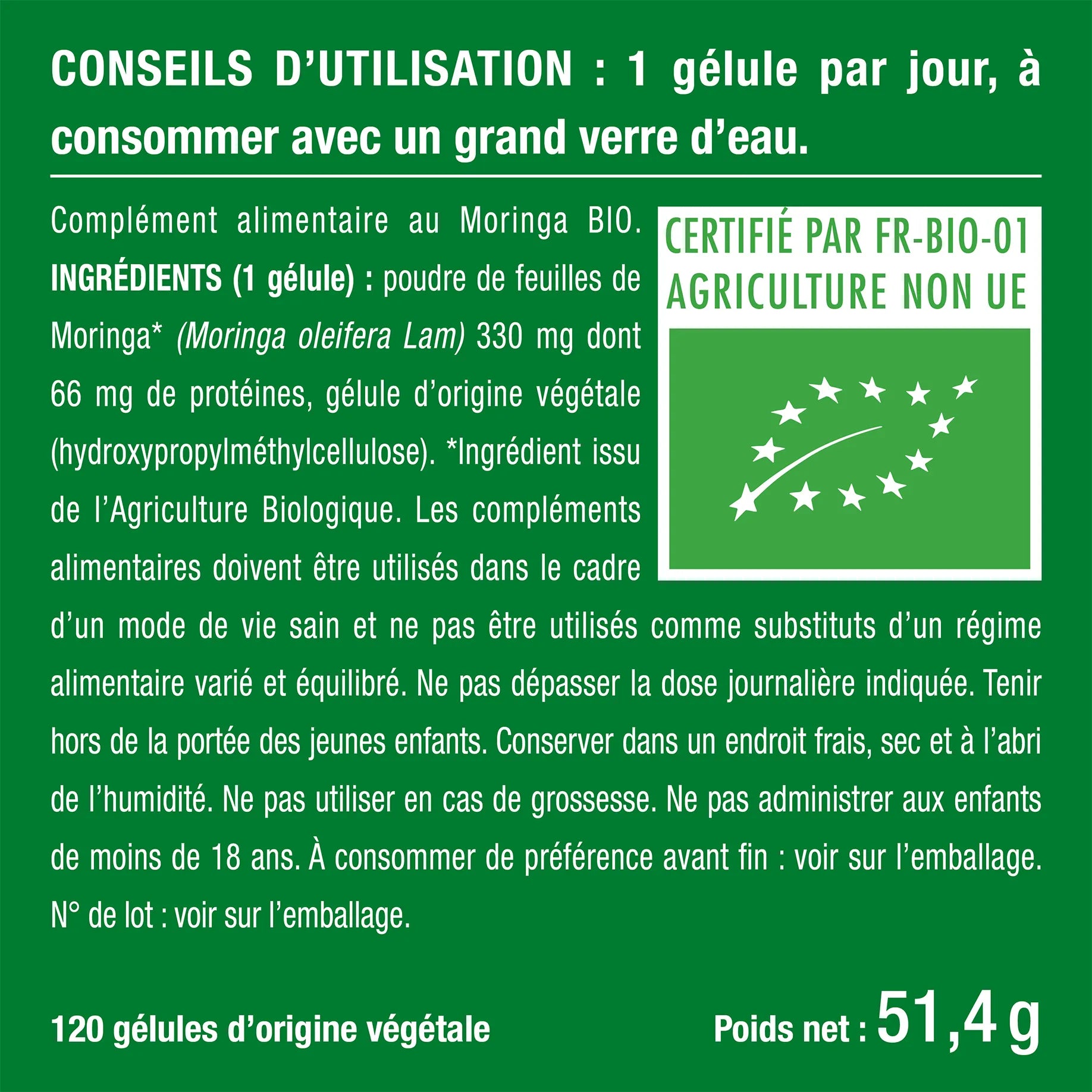 Bienfaits et contre indications pour Moringa Oleifera Bio