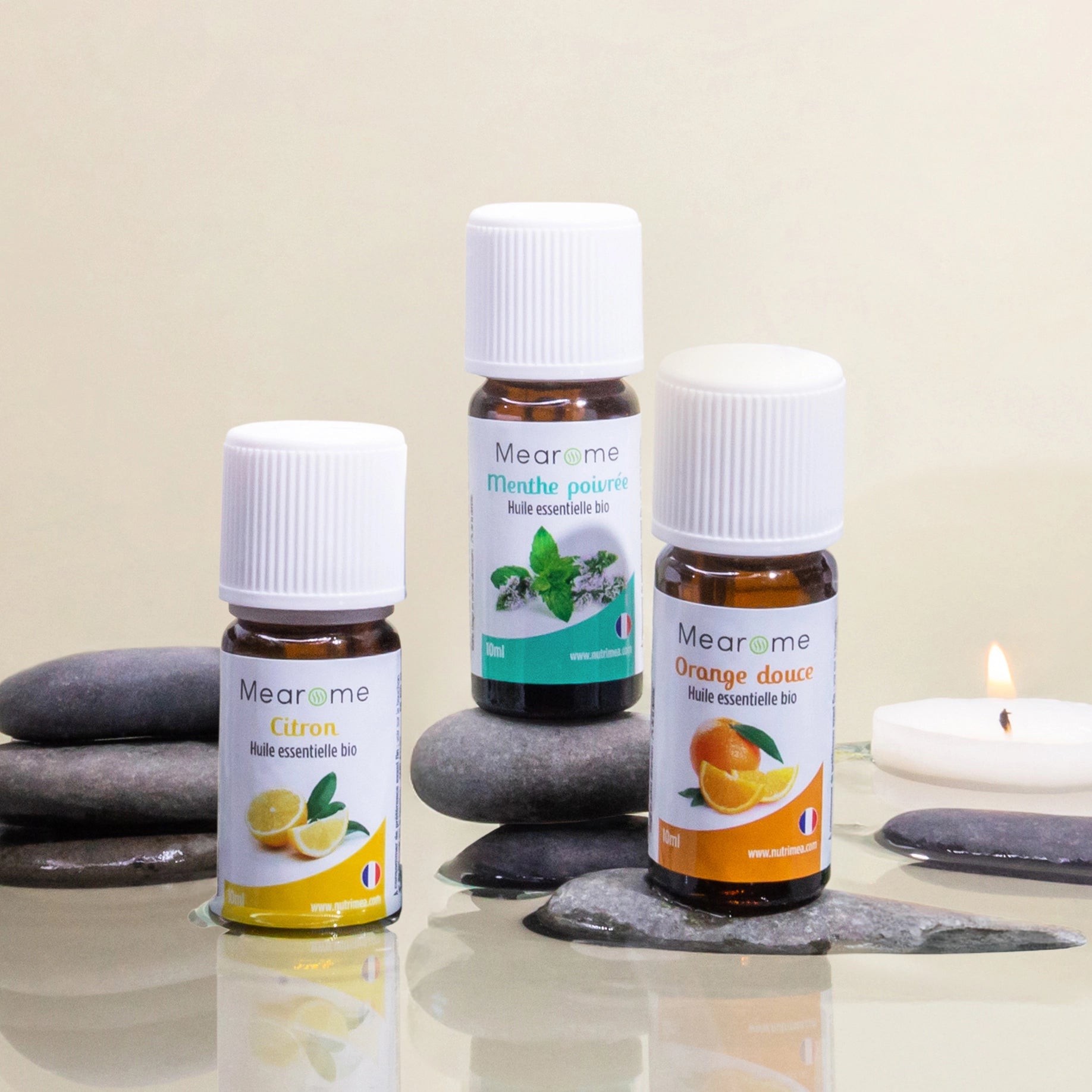 Pack 3 huiles - Orange Douce, Citron, Menthe poivrée