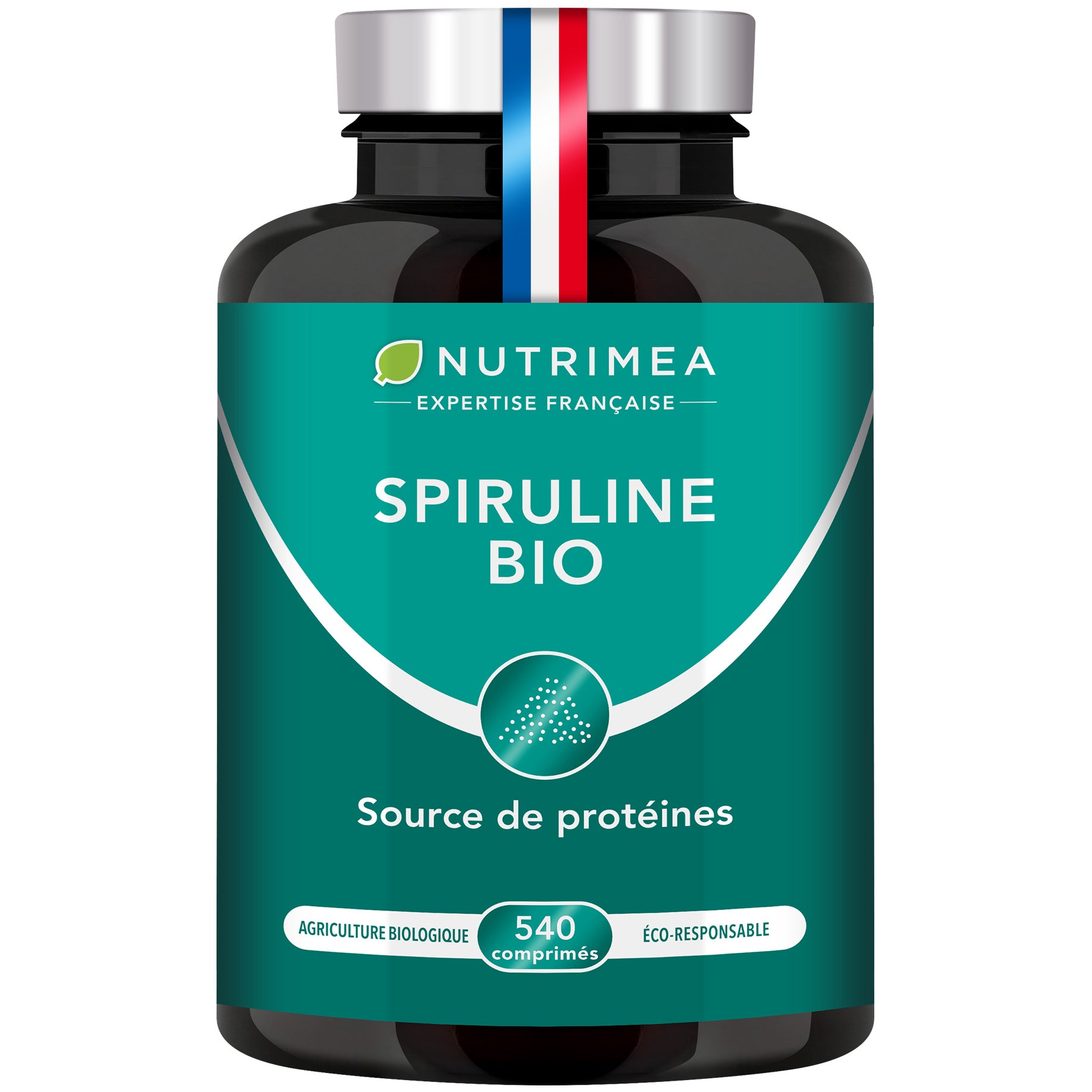 Fond blanc du pilulier de Spiruline Bio 540