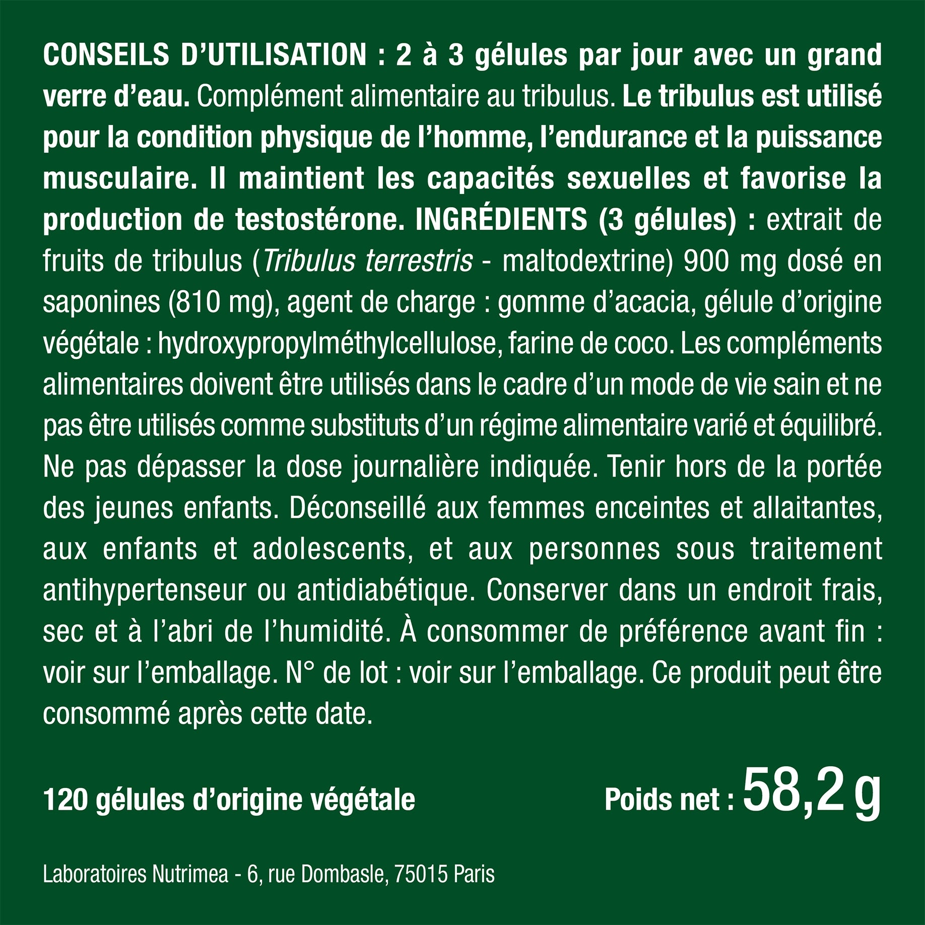 Bienfaits et contre indications pour Tribulus Terrestris