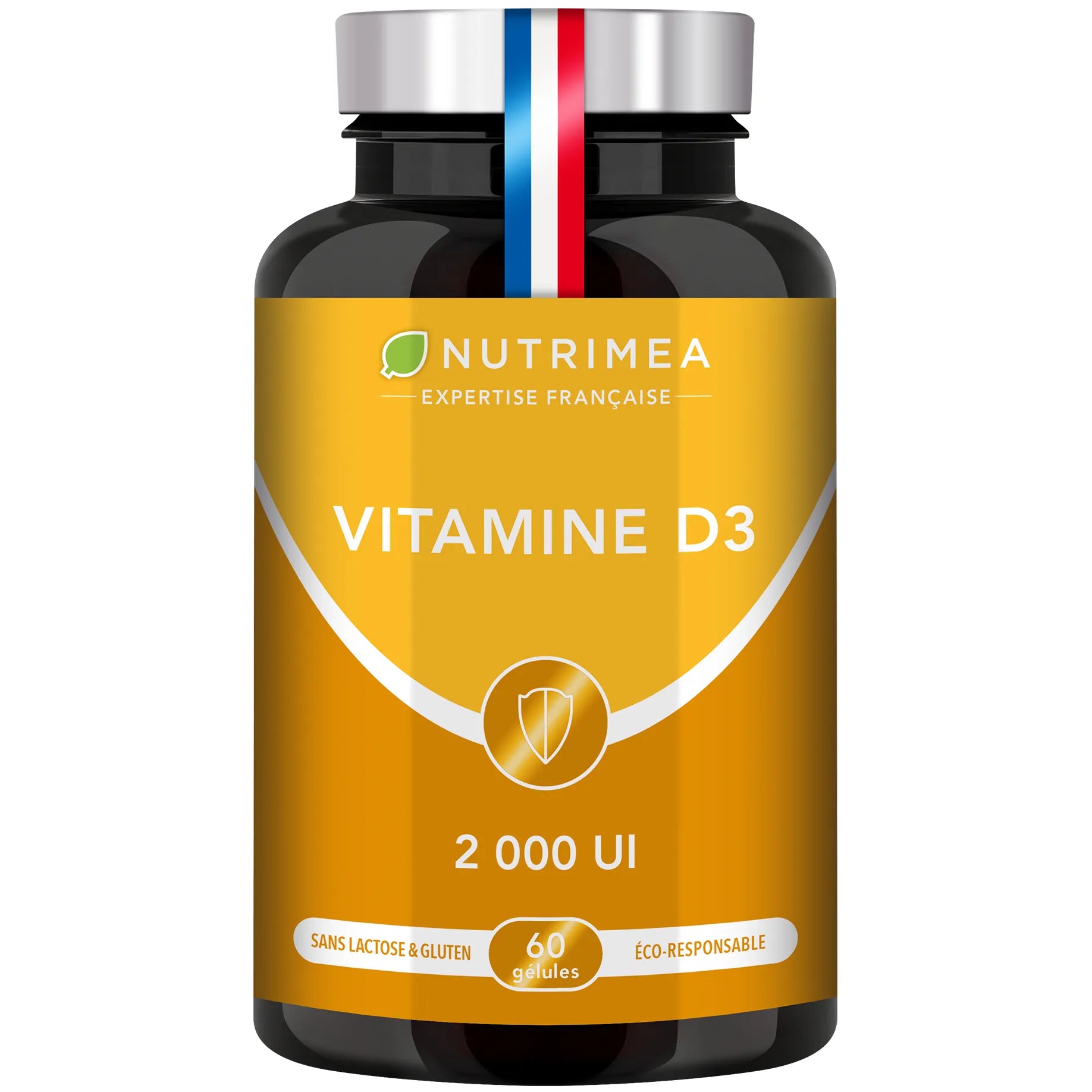 Fond blanc du pilulier de Vitamine D3 gélules