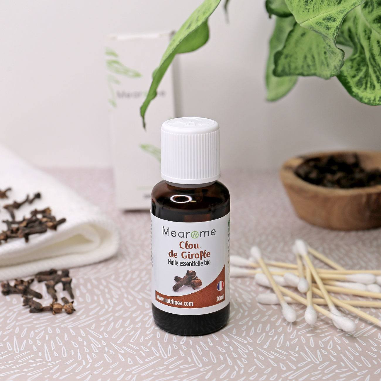 Image en situation de l'huile essentielle CLOU DE GIROFLE - Huile Essentielle Bio AB - 30ML Image en situation de l'huile essentielle CLOU DE GIROFLE - Huile Essentielle Bio AB - 30ML