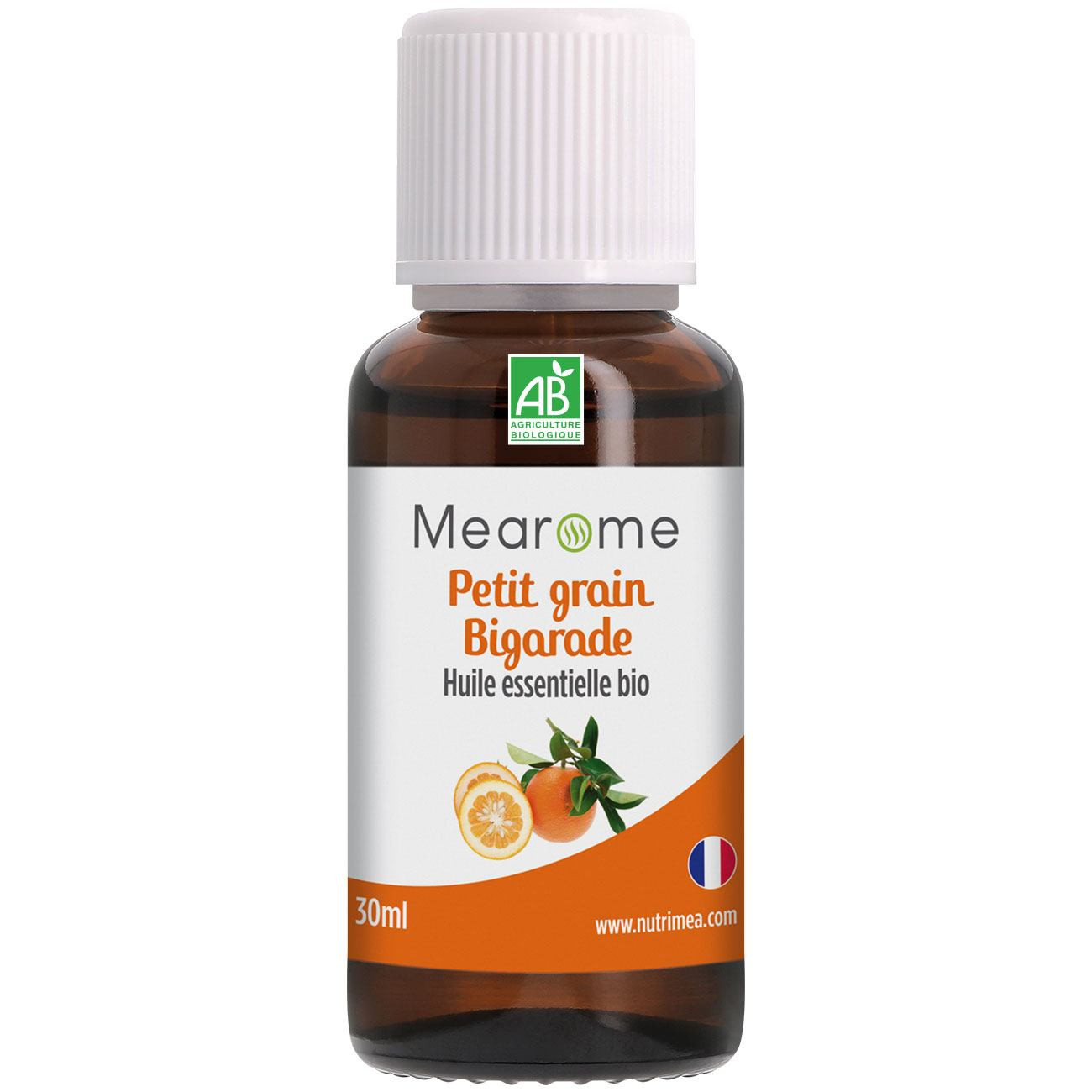 Illustration de l'huile essentielle PETIT GRAIN BIGARADE - Huile Essentielle BIO AB - 30ML Illustration de l'huile essentielle PETIT GRAIN BIGARADE - Huile Essentielle BIO AB - 30ML