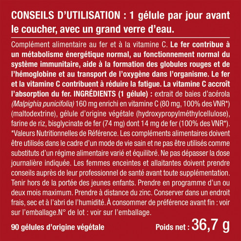 Bienfaits et contre indications pour Bisglycinate de Fer