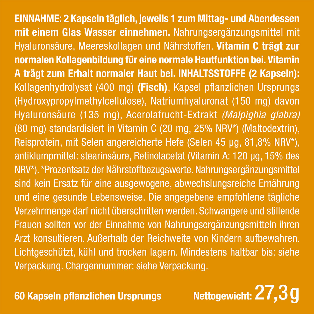 Bild der Verpackung des Supplements Hyaluronsäure mit Meereskollagen Bild der Verpackung des Supplements Hyaluronsäure mit Meereskollagen