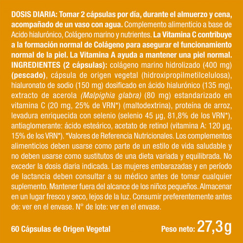 Beneficios y contraindicaciones de Ácido Hialurónico con Colágeno Marino