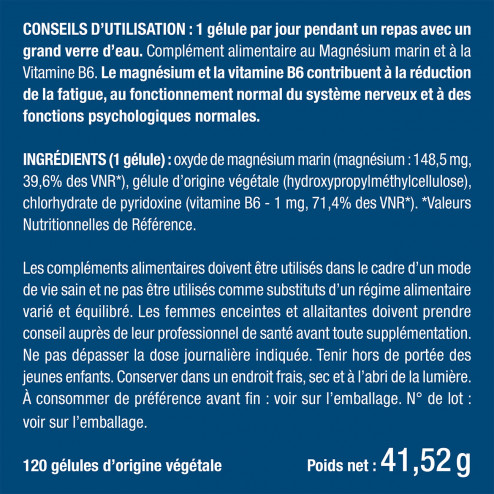 Bienfaits et contre indications pour Magnésium Marin