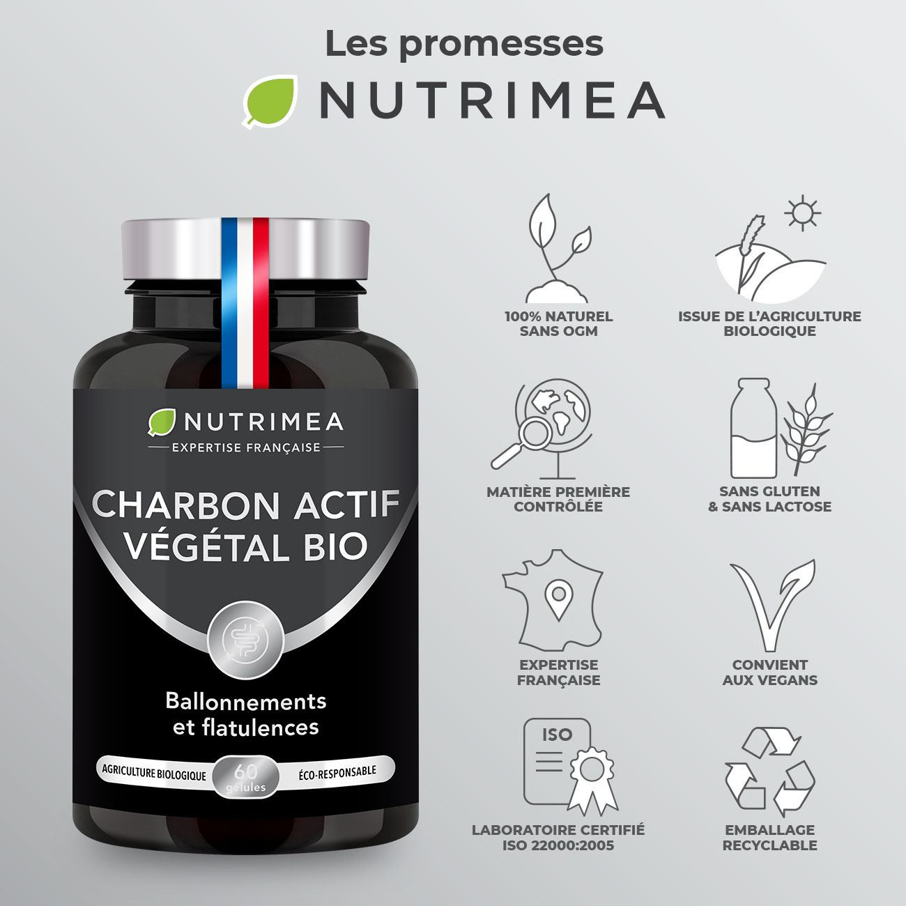 Photo du complément alimentaire Charbon végétal actif bio Photo du complément alimentaire Charbon végétal actif bio