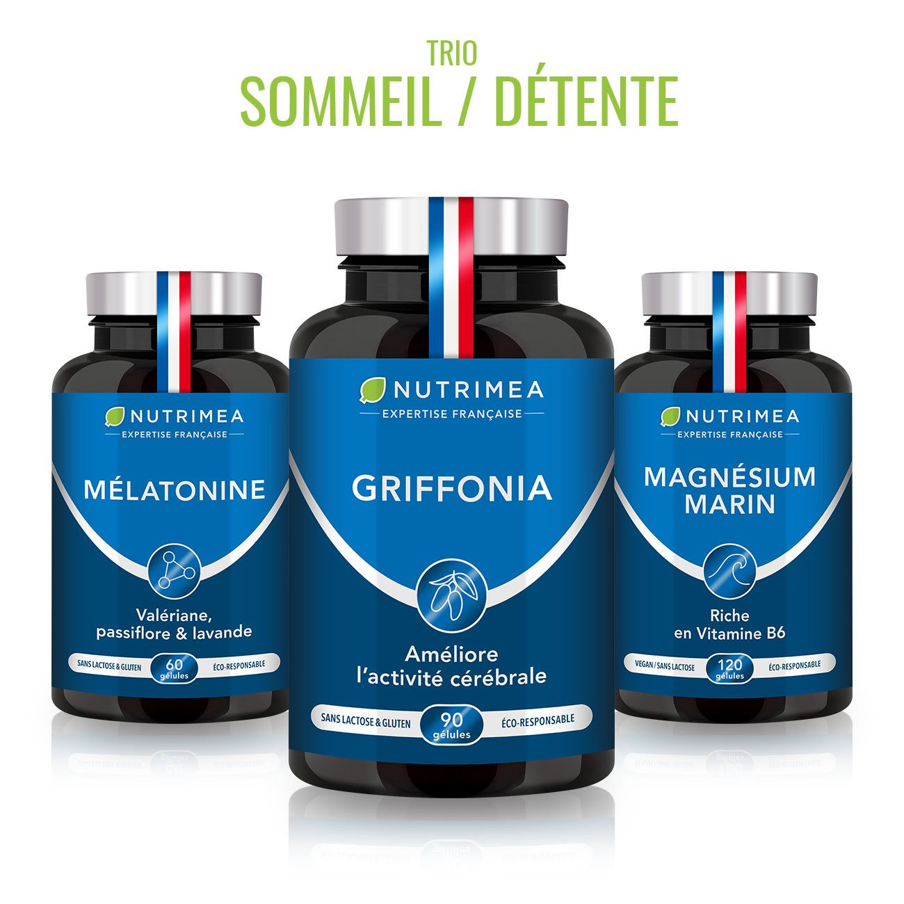 Illustration du pilulier du supplément Trio SOMMEIL - Mélatonine, 5-HTP, Magnésium Illustration du pilulier du supplément Trio SOMMEIL - Mélatonine, 5-HTP, Magnésium