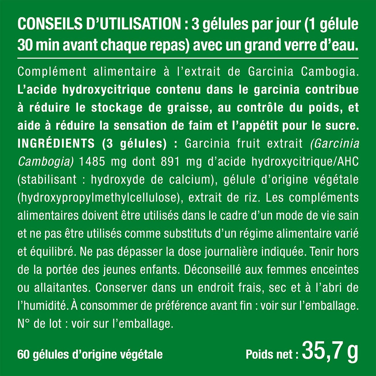 Photo du packaging du complément Garcinia Cambogia Photo du packaging du complément Garcinia Cambogia
