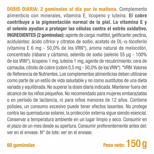 Gominolas para Bronceado como complemento alimenticio 