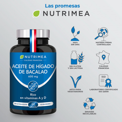 Aceite de hígado de bacalao como complemento alimenticio 