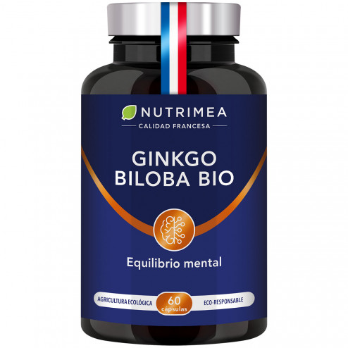 Fondo blanco del bote Ginkgo Biloba Bio