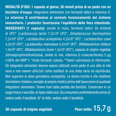 Benefici e controindicazioni di Probiotici - 30 miliardi di UFC