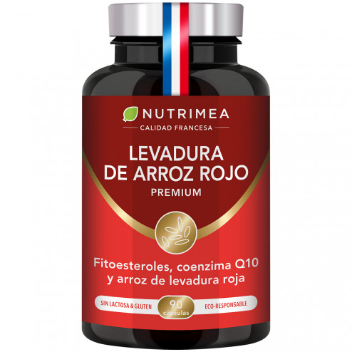 Fondo blanco del bote Levadura de Arroz Rojo Premium