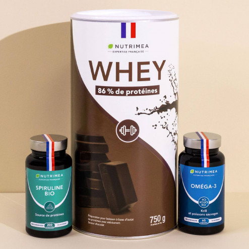 Illustration du pilulier du supplément Trio SPORT - Whey, Spiruline & Oméga-3