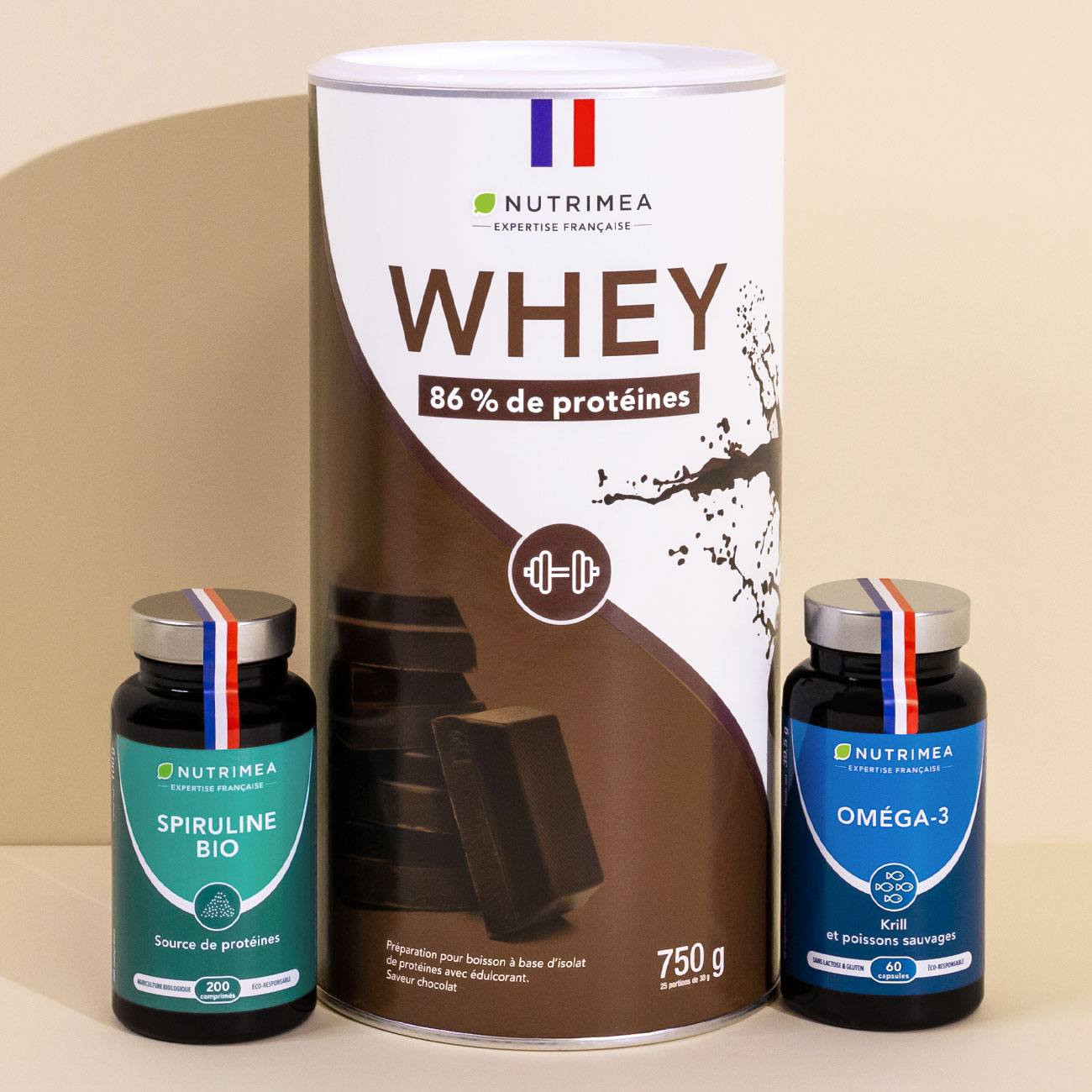 Illustration du pilulier du supplément Trio SPORT - Whey, Spiruline & Oméga-3 Illustration du pilulier du supplément Trio SPORT - Whey, Spiruline & Oméga-3