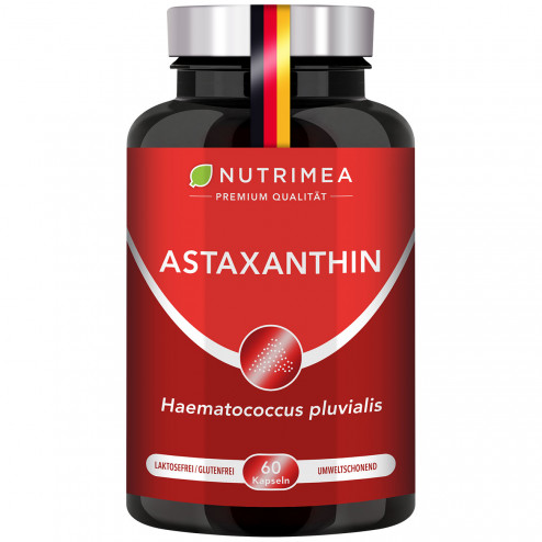 Weißer Hintergrund der Pillenbox von Astaxanthin