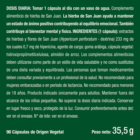 Hierba de San Juan como complemento alimenticio 