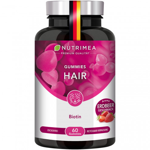 Situations-Packshot des Nahrungsergänzungsmittels Gummibärchen Haare und Nägel von Nutrimea
