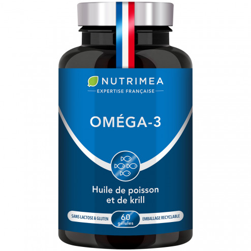 Fond blanc du pilulier d'omega 3