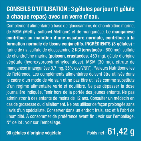 Trio ARTICULATIONS - Glucosamine, Harpagophytum, Curcuma pour 