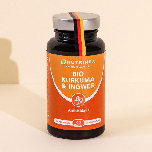 Packshot 2 des Nahrungsergänzungsmittels Bio-Kurkuma-Ingwer von Nutrimea