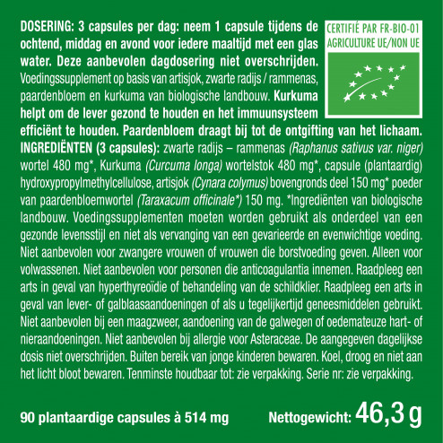 Nutrimea Detox Complexe bio voedingssupplement label