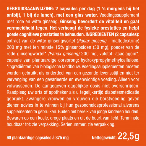 Nutrimea Ginnseng voedingssupplement etiket
