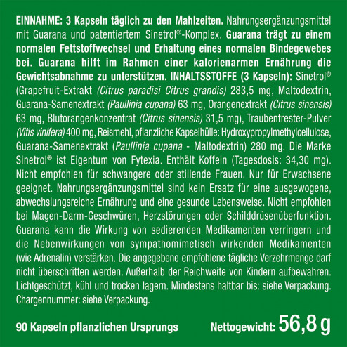Etikett des Nahrungsergänzungsmittels Anti-Cellulite von Nutrimea