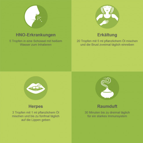 Infografik zu den Vorteilen von ätherischem Bio-Ravintsara-Öl