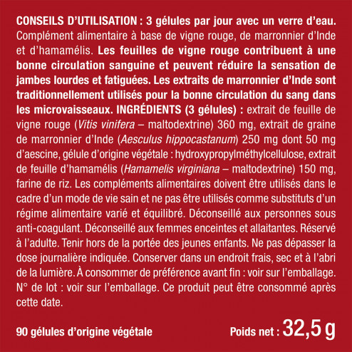 Etiquette du complexe circulation jambes de Nutrimea