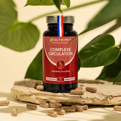 Photo Lifestyle sur un morceau de bois du complexe circulation jambes de Nutrimea