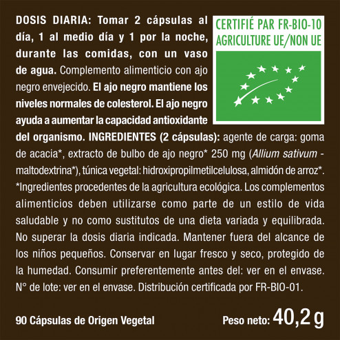 Ajo negro BIO como complemento alimenticio