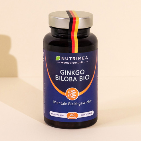 Packshot des Nahrungsergänzungsmittels Ginkgo Bio von Nutrimea