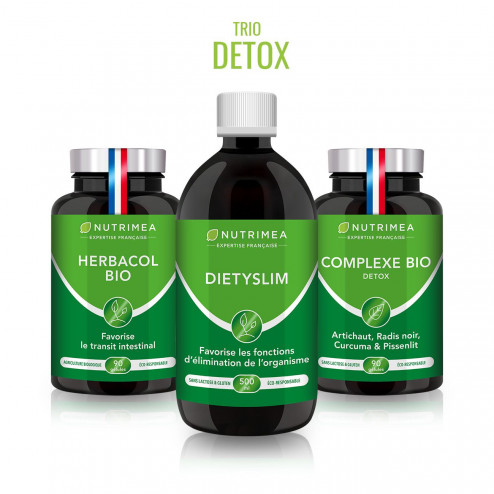 Fond blanc du pilulier de Trio DETOX - Dietyslim, Herbacol & Complexe BIO