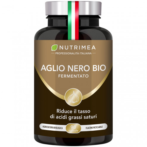 Integratore alimentare in capsule di aglio nero bio fermentato antiossidante