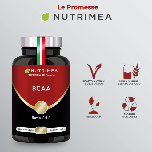 Promesse Nutrimea sull'integratore alimentare BCAA per i muscoli