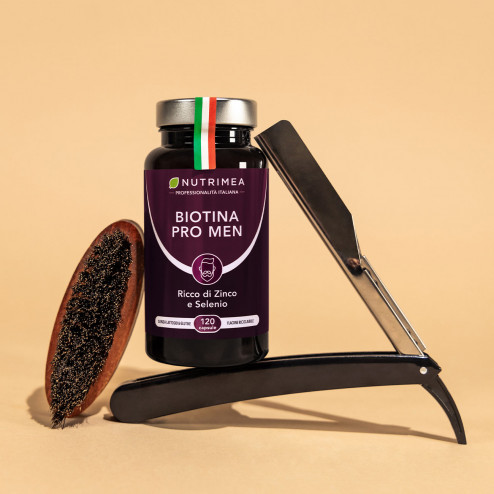 Crescita barba e capelli uomini con l'integratore biotina pro men