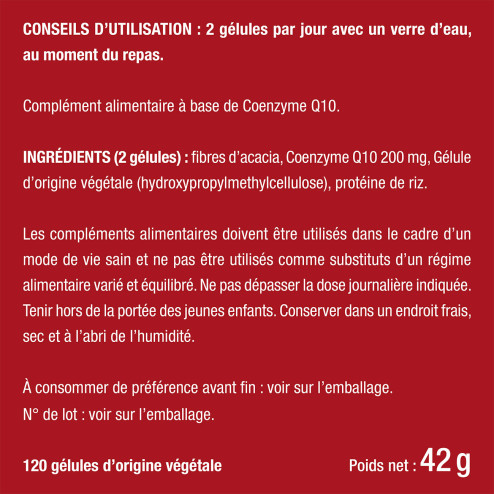 etiquette de la coezyme Q10 nutrimea