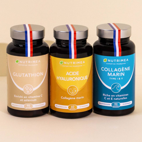 Photo du packaging du complément Trio ANTI-ÂGE - Collagène Marin, Acide Hyaluronique & Glutathion