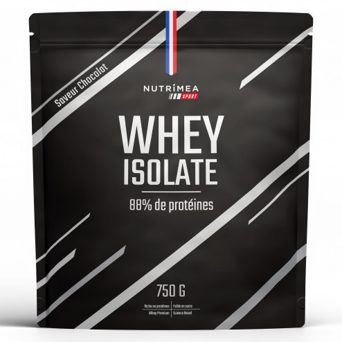 Fond blanc du sachet de Whey protéines saveur chocolat