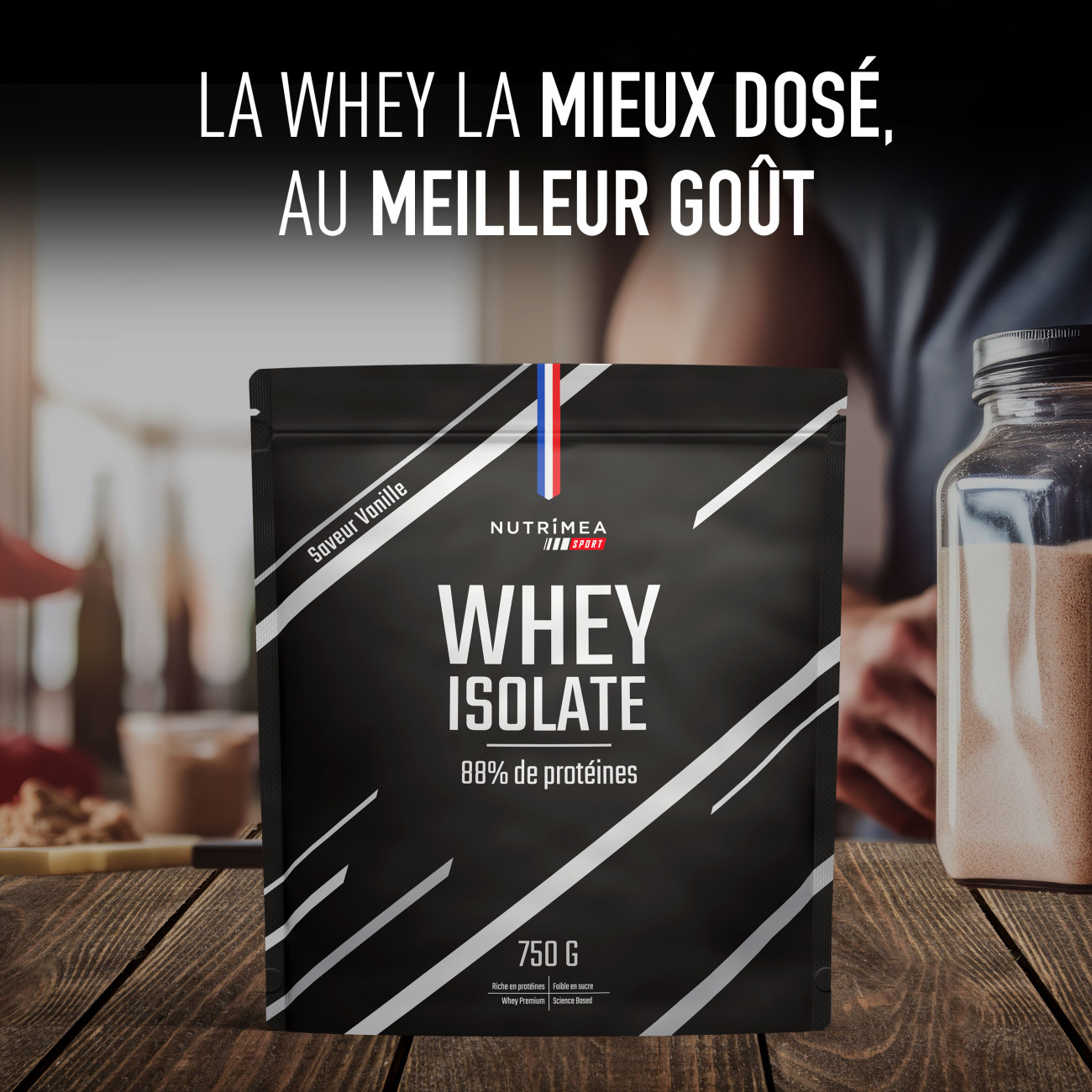 Protéine whey native Française Parfum vanille et chocolat, pas cher
