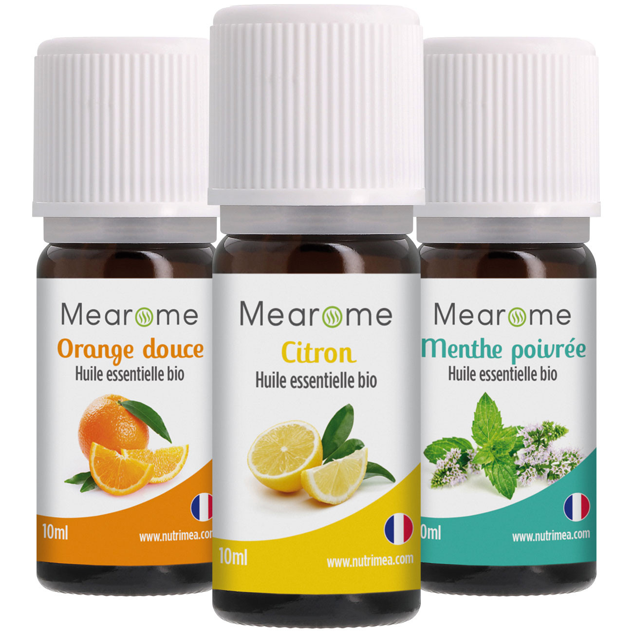 Pack 3 huiles - Orange Douce, Citron, Menthe poivrée