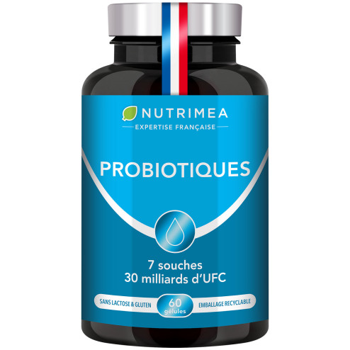 Fond blanc du pilulier de Probiotiques